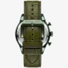 Reloj panorámico de gran tamaño en piel con relieve de cocodrilo y tono oliva