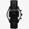 Reloj panorámico de gran tamaño en piel negra con relieve de cocodrilo Reloj panorámico de gran tamaño en piel negra con relieve de cocodrilo