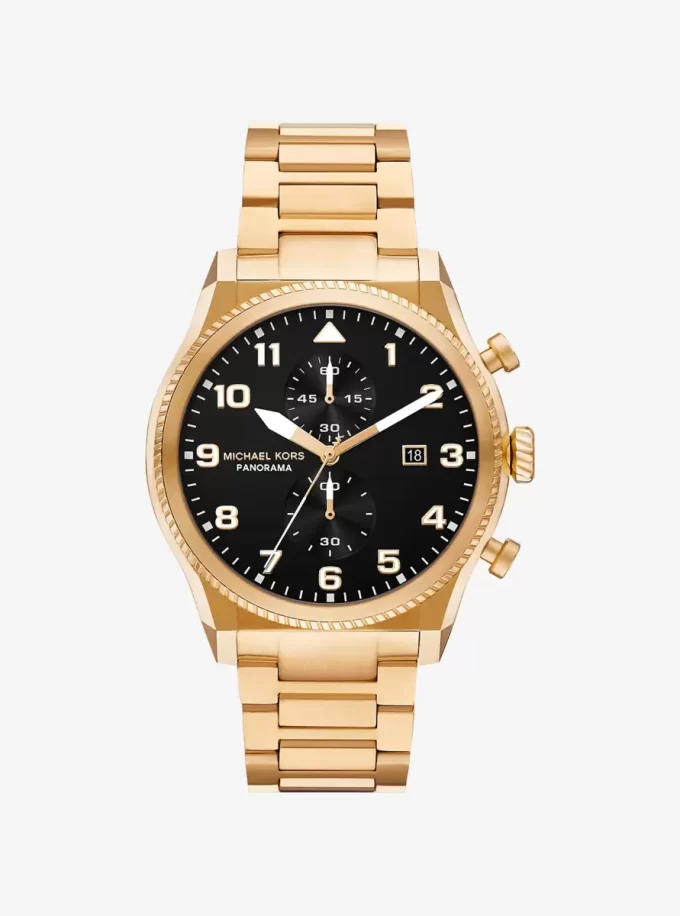 Reloj panorámico de gran tamaño en tono dorado