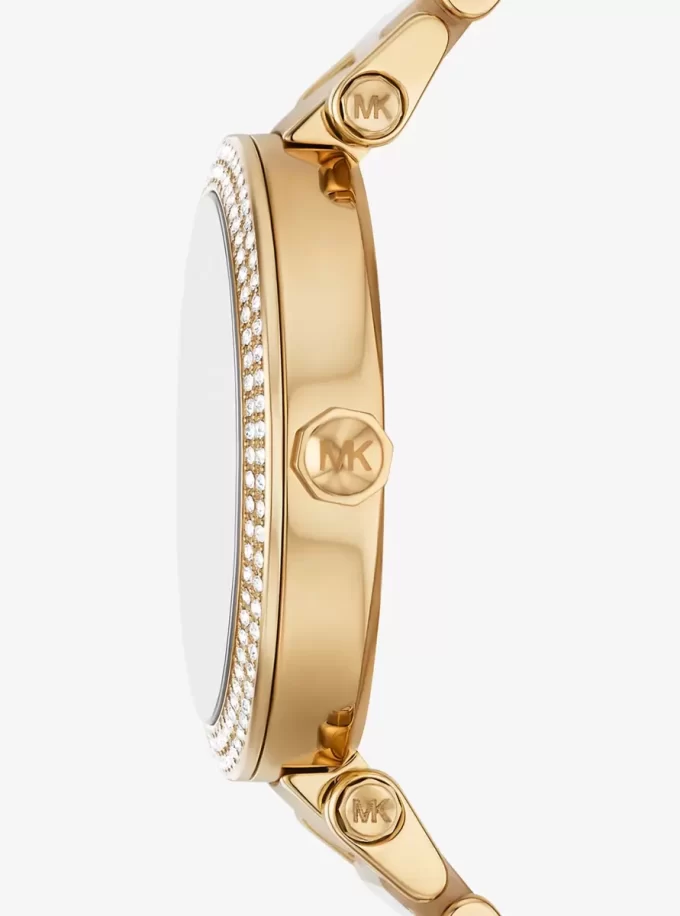 Reloj Parker de acetato en tono dorado con pavé