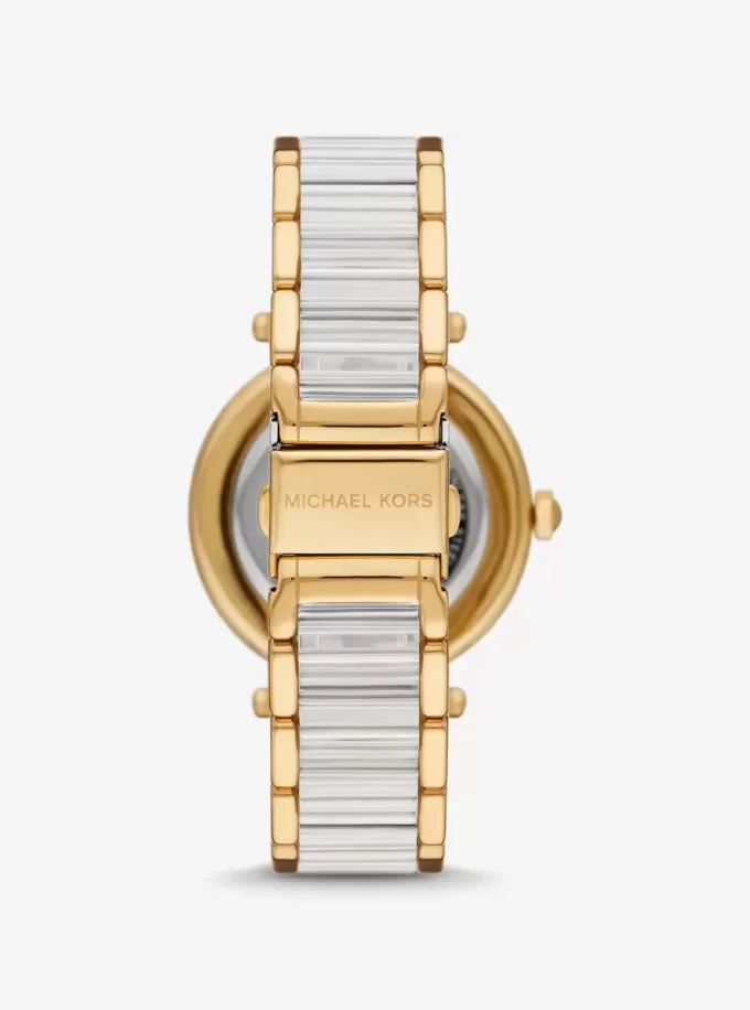 Reloj Parker de acetato en tono dorado con pavé