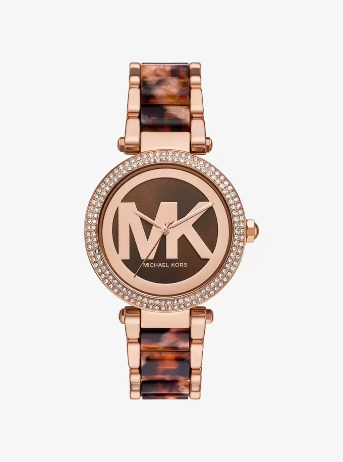 Reloj Parker Pavé en tono oro rosa y acetato Reloj Parker Pavé en tono oro rosa y acetato