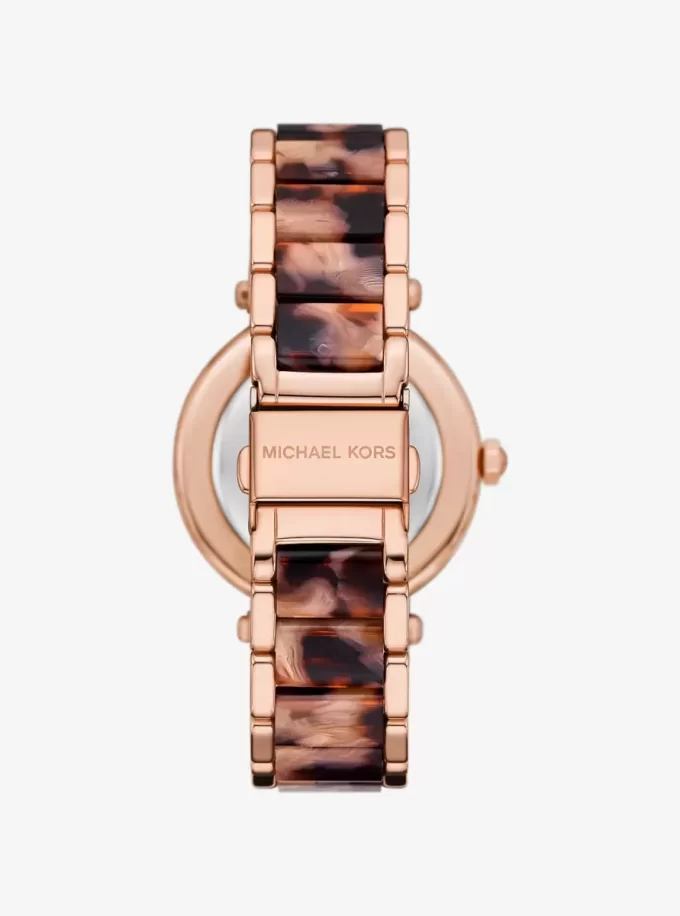 Reloj Parker Pavé en tono oro rosa y acetato Reloj Parker Pavé en tono oro rosa y acetato