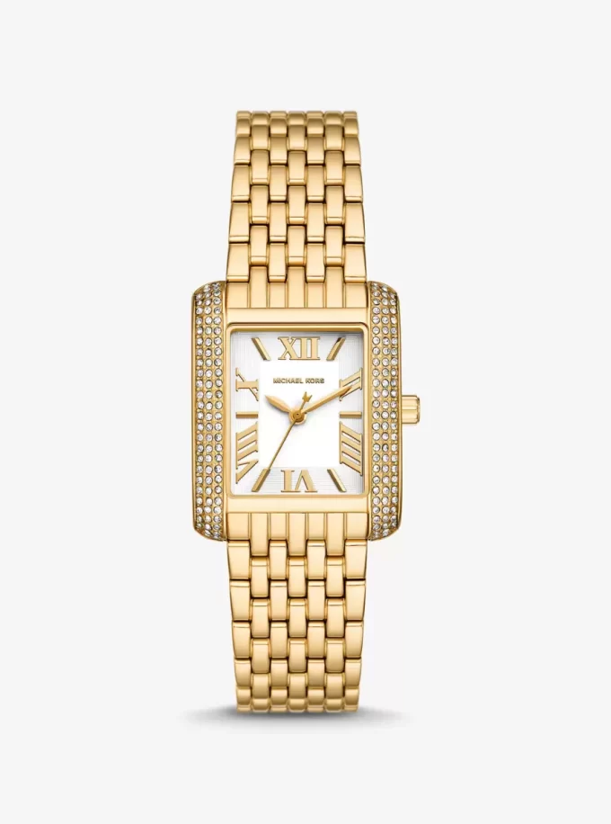 Reloj pequeño Emery con pavé en tono dorado Reloj pequeño Emery con pavé en tono dorado