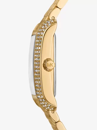 Reloj pequeño Emery con pavé en tono dorado