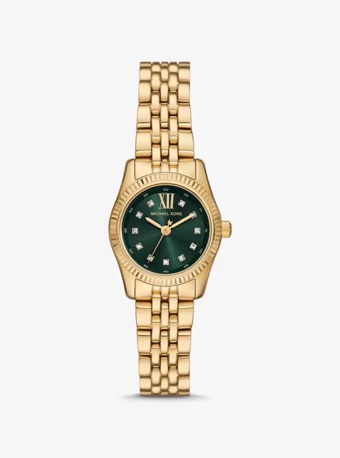 Reloj pequeño Lexington Pavé en tono dorado