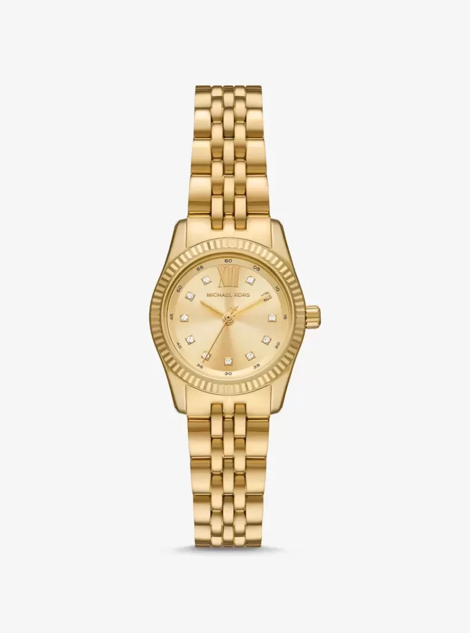 Reloj pequeño Lexington Pavé en tono dorado