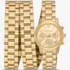 Reloj Runway de acero inoxidable chapado en oro de 18 quilates con triple envoltura