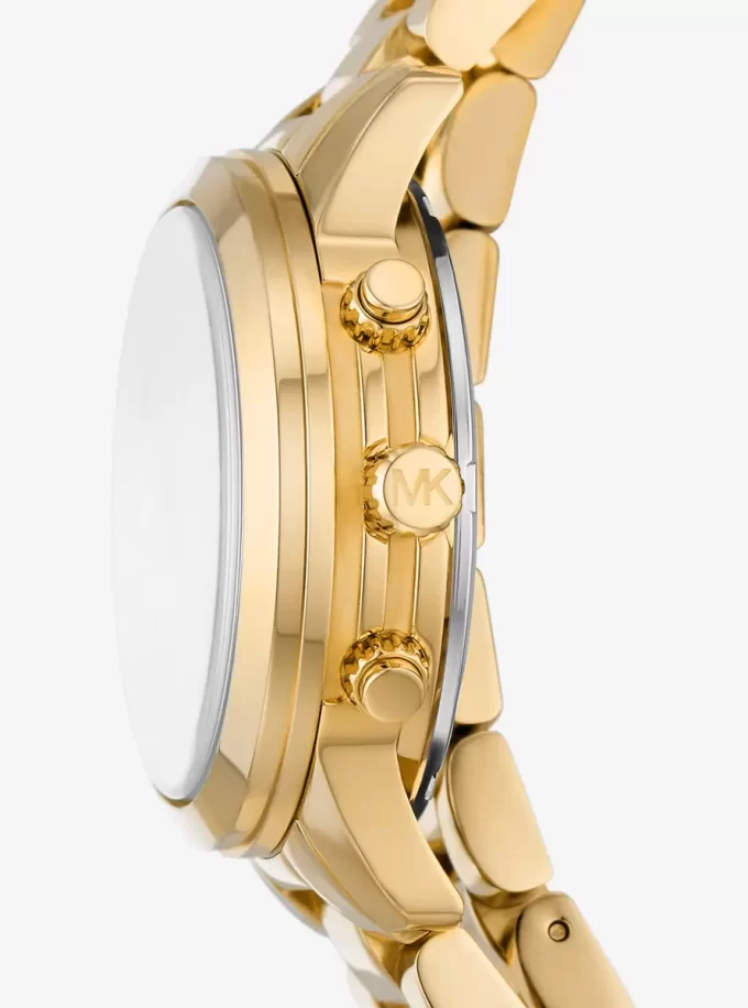 Reloj Runway de acero inoxidable chapado en oro de 18 quilates con triple envoltura