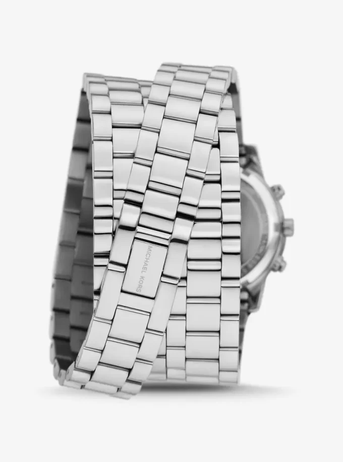 Reloj Runway de acero inoxidable rodiado con triple envoltura Reloj Runway de acero inoxidable rodiado con triple envoltura