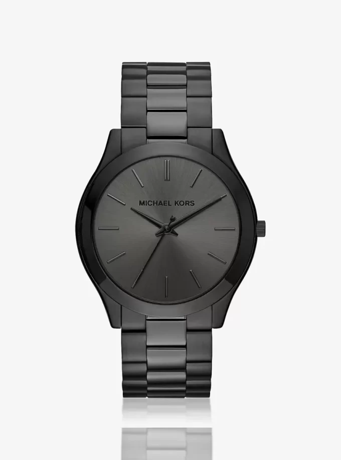 Reloj Runway extragrande y delgado en tono negro Reloj Runway extragrande y delgado en tono negro