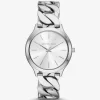 Reloj Slim Runway plateado con eslabones Curb Reloj Slim Runway plateado con eslabones Curb