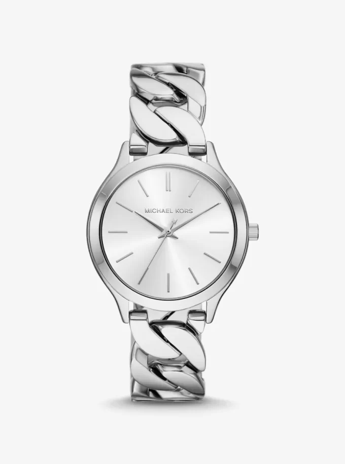 Reloj Slim Runway plateado con eslabones Curb Reloj Slim Runway plateado con eslabones Curb