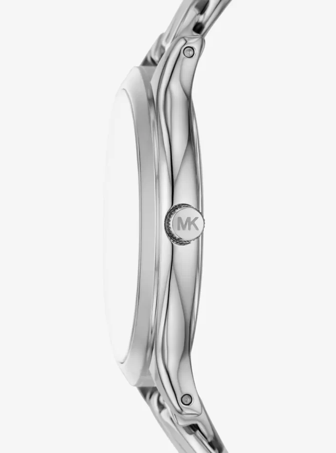 Reloj Slim Runway plateado con eslabones Curb Reloj Slim Runway plateado con eslabones Curb