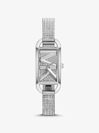 Reloj tipo brazalete plateado con pavé Mini Empire
