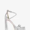 Sandalia de plataforma Cami de piel metalizada craquelada Sandalia de plataforma Cami de piel metalizada craquelada