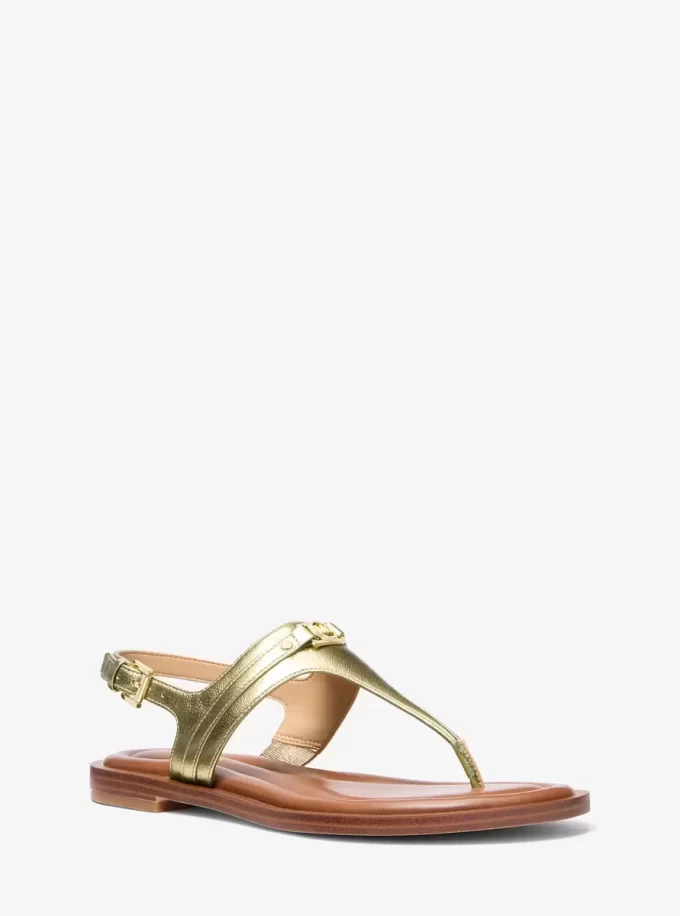 Sandalia Mandy de piel metalizada con tira en T Sandalia Mandy de piel metalizada con tira en T