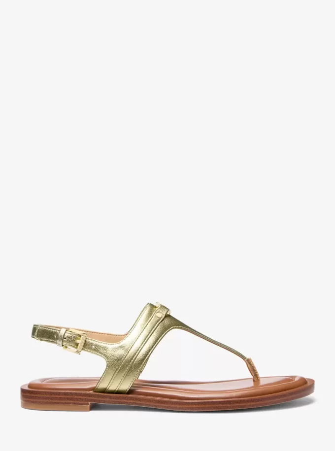 Sandalia Mandy de piel metalizada con tira en T Sandalia Mandy de piel metalizada con tira en T