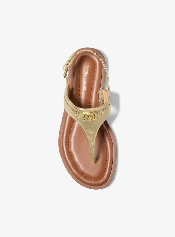 Sandalia Mandy de piel metalizada con tira en T Sandalia Mandy de piel metalizada con tira en T