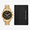 Set de regalo con reloj Lexington dorado de gran tamaño y tarjetero de piel con relieve de cocodrilo Set de regalo con reloj Lexington dorado de gran tamaño y tarjetero de piel con relieve de cocodrilo