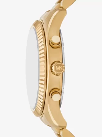 Set de regalo con reloj Lexington dorado de gran tamaño y tarjetero de piel con relieve de cocodrilo