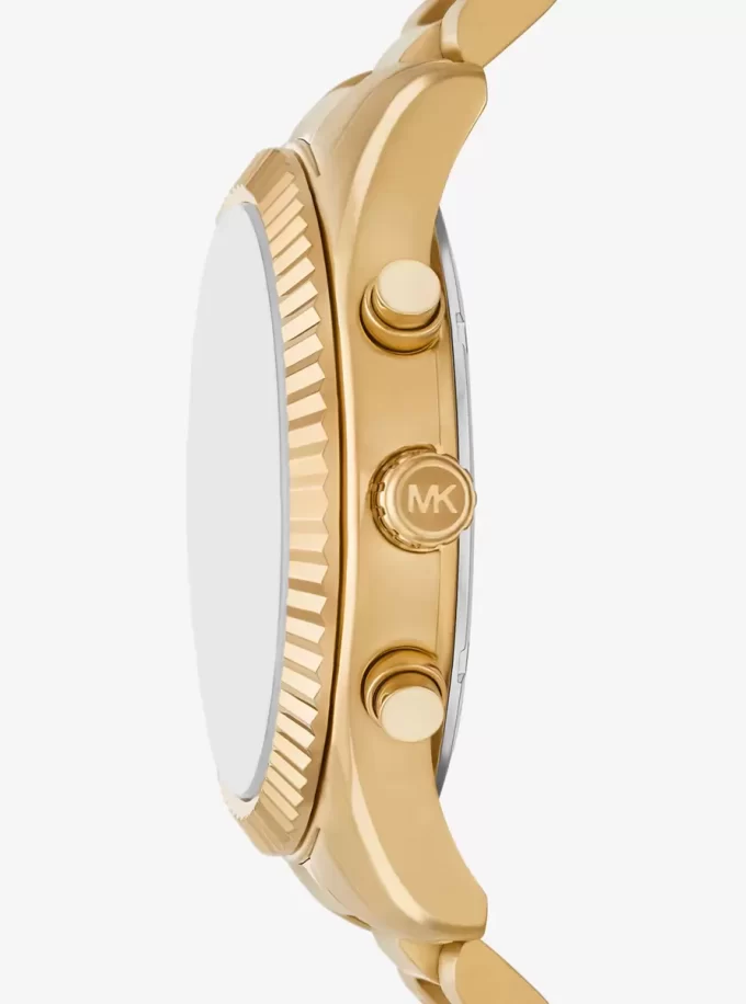 Set de regalo con reloj Lexington dorado de gran tamaño y tarjetero de piel con relieve de cocodrilo Set de regalo con reloj Lexington dorado de gran tamaño y tarjetero de piel con relieve de cocodrilo