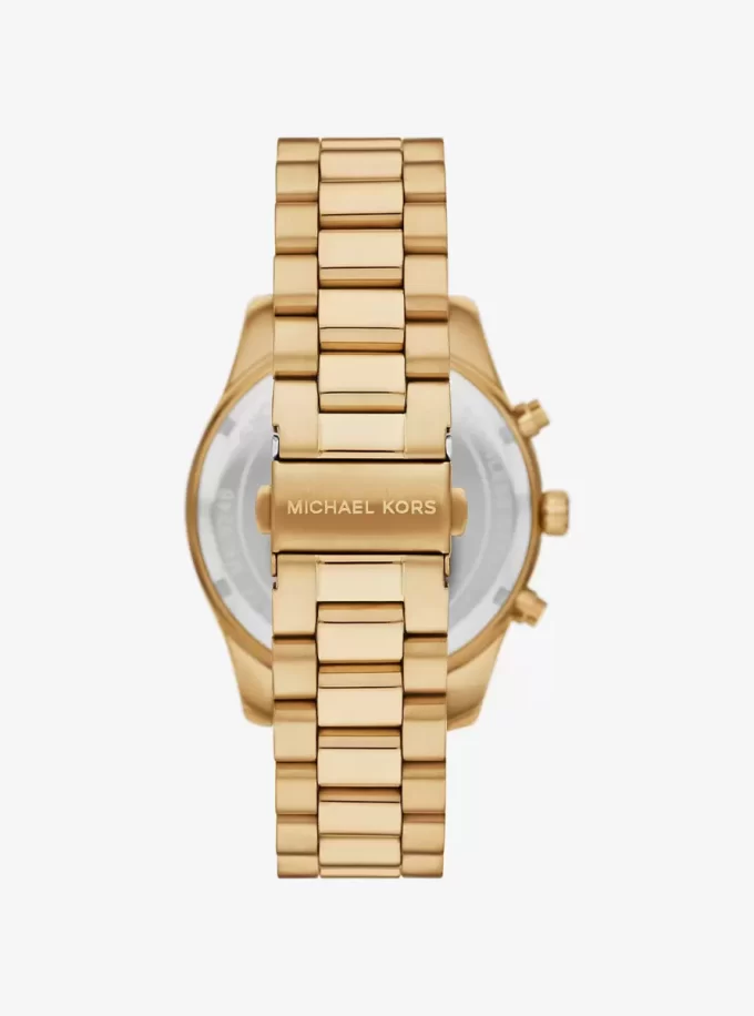 Set de regalo con reloj Lexington dorado de gran tamaño y tarjetero de piel con relieve de cocodrilo Set de regalo con reloj Lexington dorado de gran tamaño y tarjetero de piel con relieve de cocodrilo