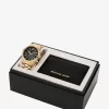 Set de regalo con reloj Lexington dorado de gran tamaño y tarjetero de piel con relieve de cocodrilo Set de regalo con reloj Lexington dorado de gran tamaño y tarjetero de piel con relieve de cocodrilo