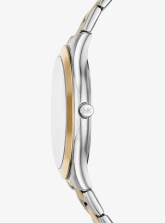 Set de regalo de reloj Aspyn de dos tonos de gran tamaño y tarjetero de cuero Set de regalo de reloj Aspyn de dos tonos de gran tamaño y tarjetero de cuero