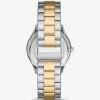 Set de regalo de reloj Aspyn de dos tonos de gran tamaño y tarjetero de cuero Set de regalo de reloj Aspyn de dos tonos de gran tamaño y tarjetero de cuero