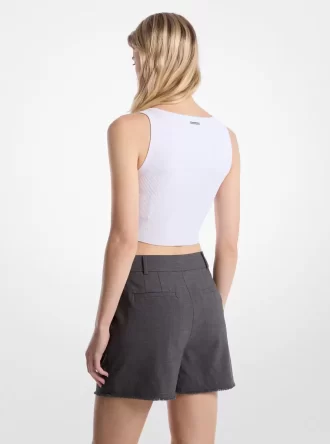 Shorts plisados  de lana elástica deshilachada