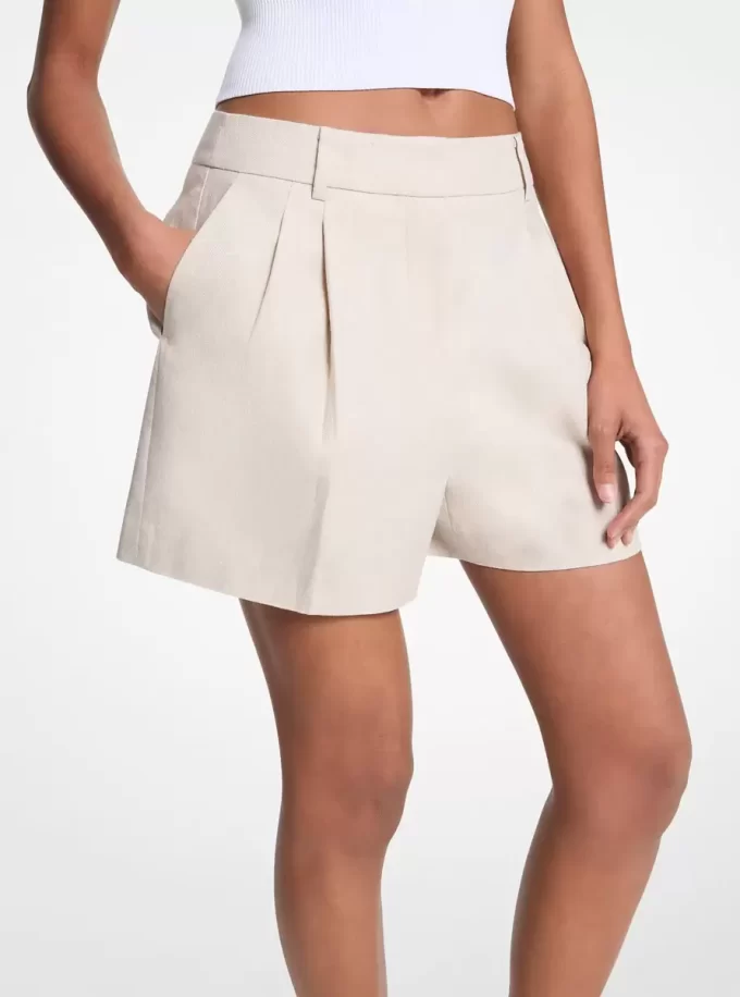 Shorts plisados de lino y algodón Shorts plisados de lino y algodón