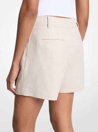 Shorts plisados  de lino y algodón