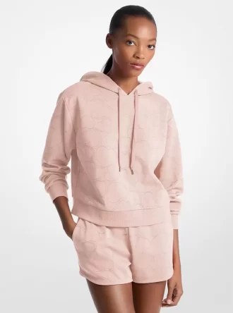 Sudadera con capucha de mezcla de algodón con corazón bordado