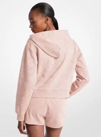Sudadera con capucha de mezcla de algodón con corazón bordado