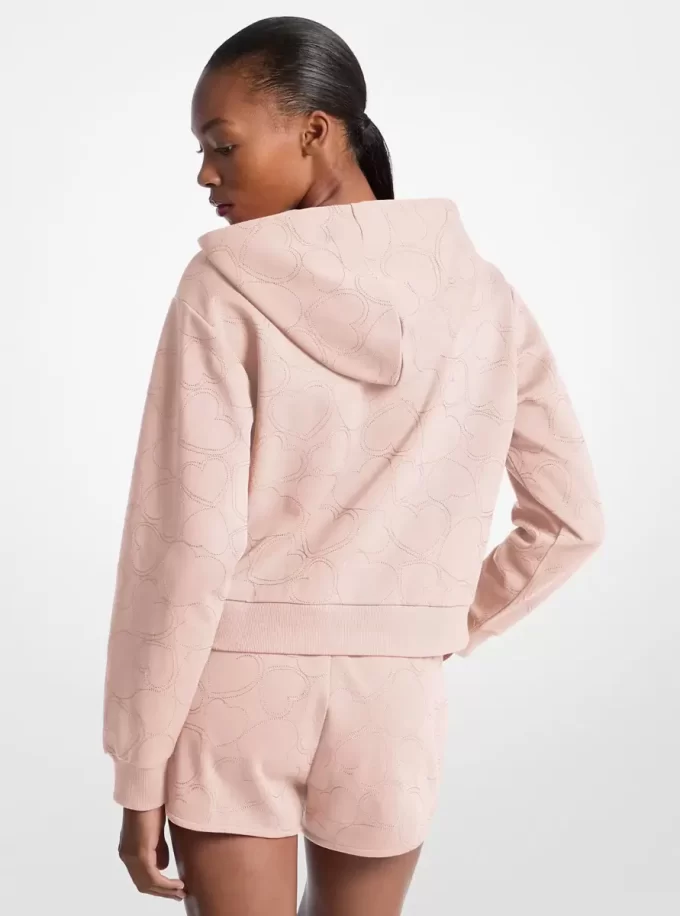 Sudadera con capucha de mezcla de algodón con corazón bordado Sudadera con capucha de mezcla de algodón con corazón bordado