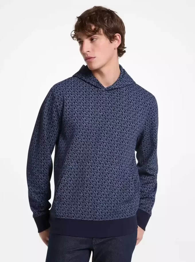 Sudadera con capucha de mezcla de algodón con el logo de la marca