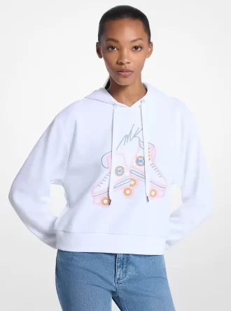 Sudadera con capucha de mezcla de algodón con estampado gráfico de lentejuelas