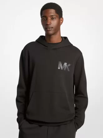 Sudadera con capucha de mezcla de algodón con logotipo adornado