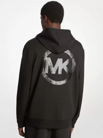 Sudadera con capucha de mezcla de algodón con logotipo adornado