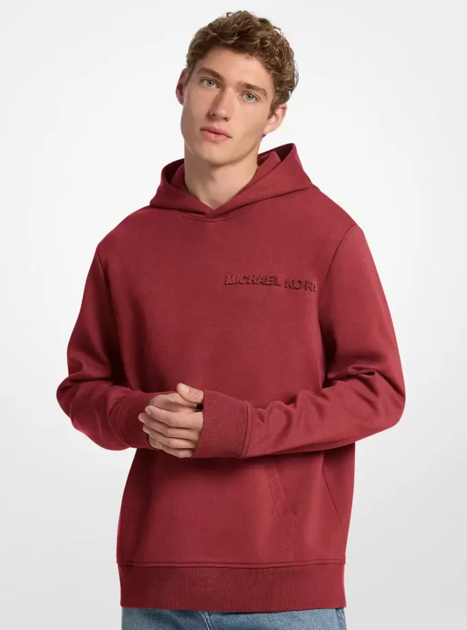 Sudadera con capucha de mezcla de algodón con logotipo en relieve Sudadera con capucha de mezcla de algodón con logotipo en relieve