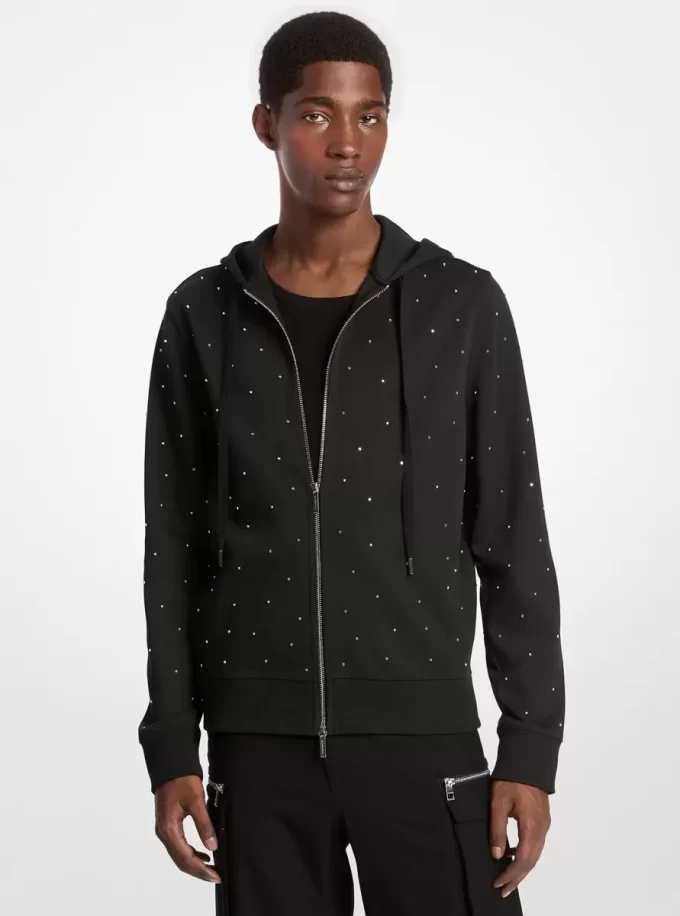 Sudadera con capucha de mezcla de algodón con tachuelas