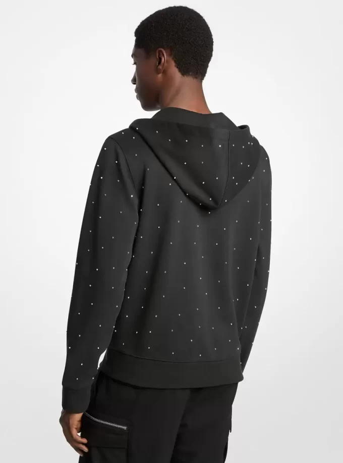 Sudadera con capucha de mezcla de algodón con tachuelas