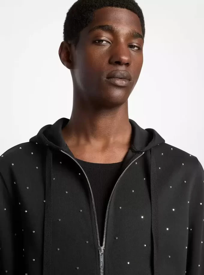 Sudadera con capucha de mezcla de algodón con tachuelas