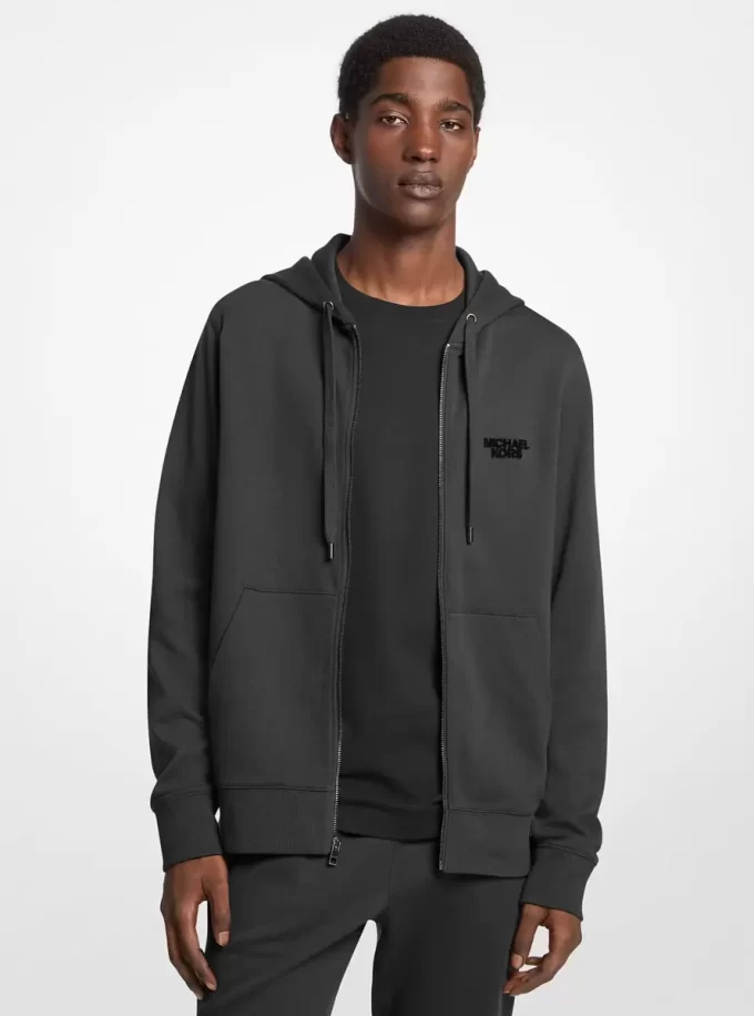 Sudadera con capucha y cremallera de mezcla de algodón