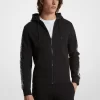 Sudadera con capucha y cremallera de mezcla de algodón con cinta y logotipo Sudadera con capucha y cremallera de mezcla de algodón con cinta y logotipo
