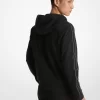 Sudadera con capucha y cremallera de mezcla de algodón con cinta y logotipo
