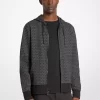 Sudadera con capucha y cremallera de mezcla de algodón con el logotipo de la firma