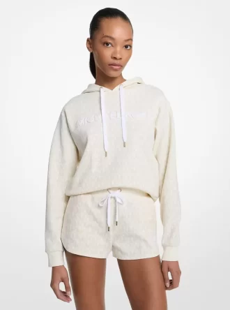 Sudadera corta con capucha de mezcla de algodón y logotipo exclusivo
