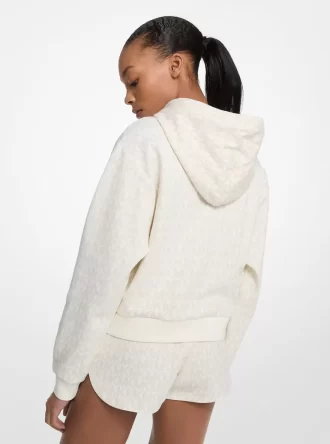 Sudadera corta con capucha de mezcla de algodón y logotipo exclusivo